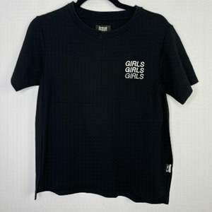 IZZUE girls embroidered black slits side tee